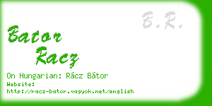 bator racz business card